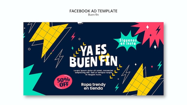 Flat design buen fin facebook template