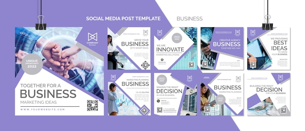 Modello di post instagram business design piatto