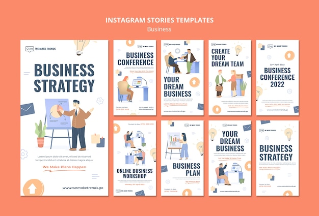 Flat design business instagram stories design template