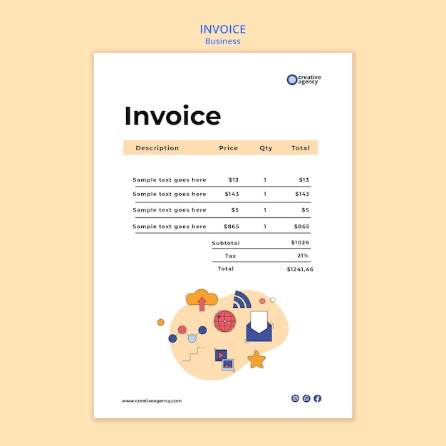 PSD 평면 디자인 비즈니스 송장 템플릿