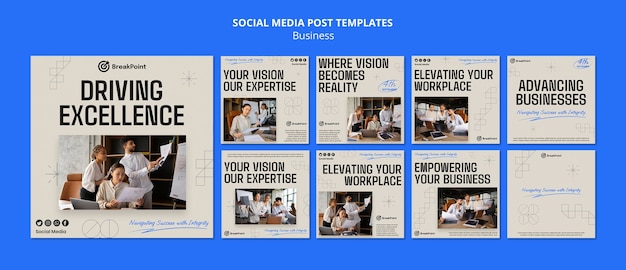PSD Плоский дизайн бизнес-стратегии в instagram посты