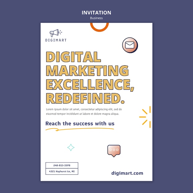 PSD flat design business strategy invitation