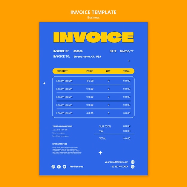 Flat design business strategy invoice template