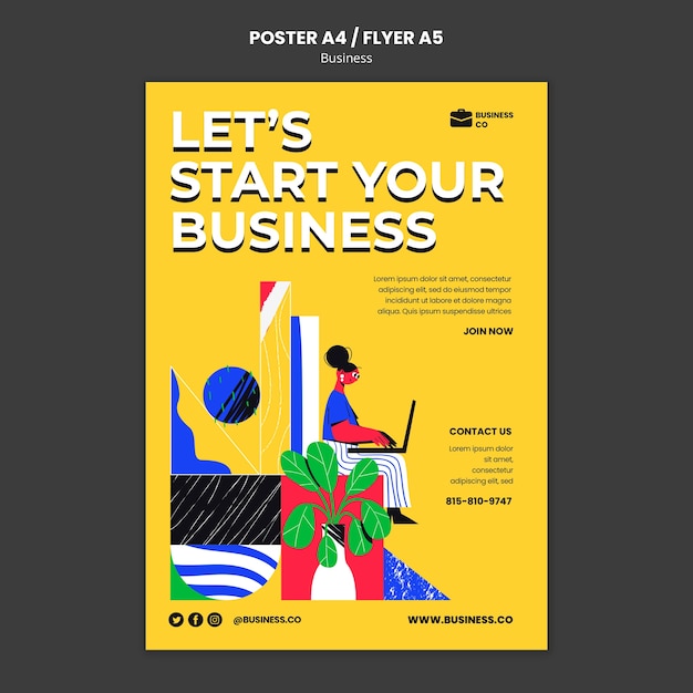 PSD flat design business template