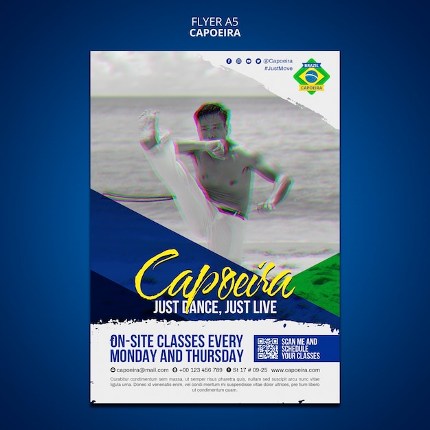 Flat design  capoeira poster template