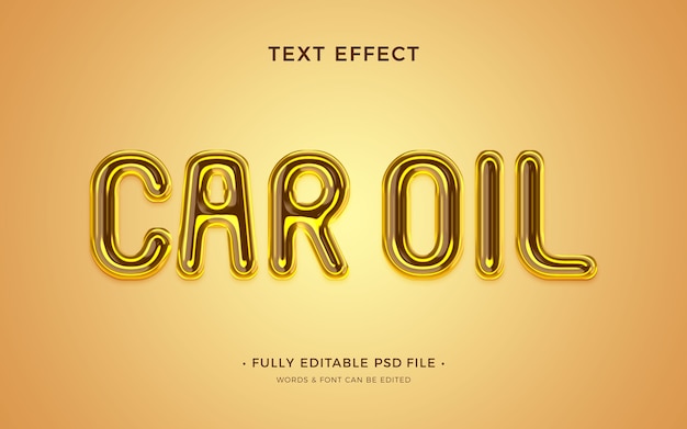 PSD flat design car oil text effect