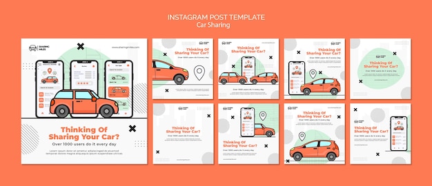 Flat design car sharing template