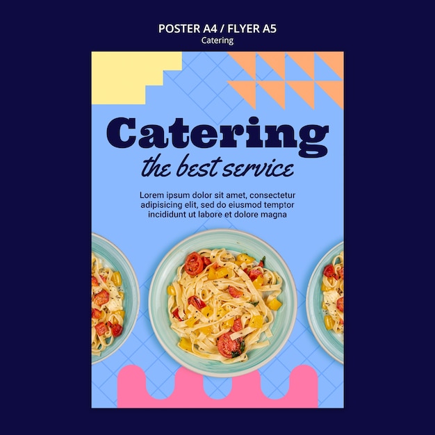 PSD flat design catering service poster template