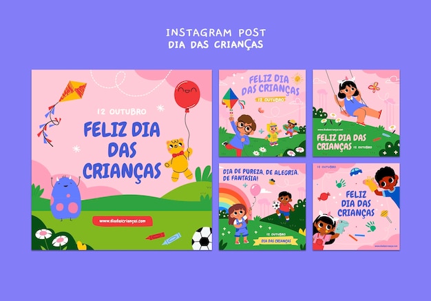 PSD flat design children's day in brazil template