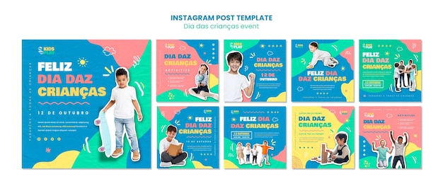 Flat design  children's days template