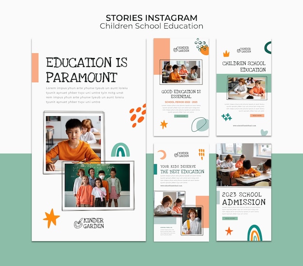 PSD flat design children school template