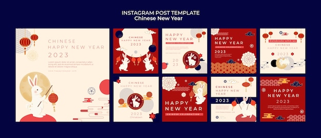 PSD flat design chinese new year template