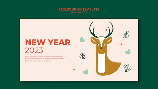 フラットなデザインのクリスマスと新年のfacebookテンプレート