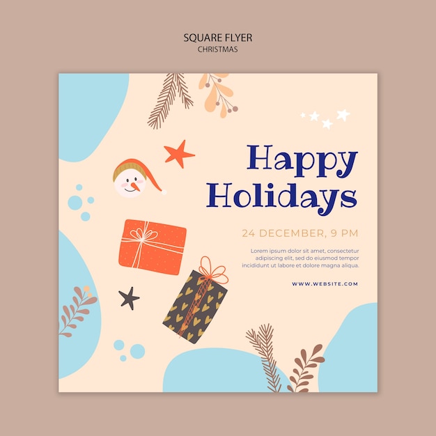 PSD flat design christmas celebration square flyer