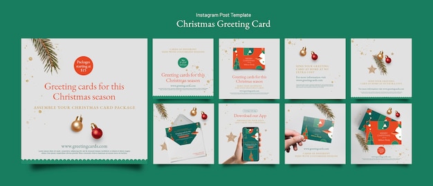 PSD flat design christmas greetings template