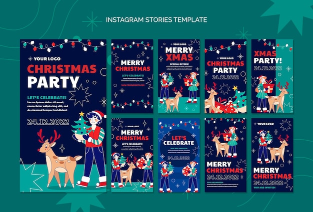 PSD flat design christmas template