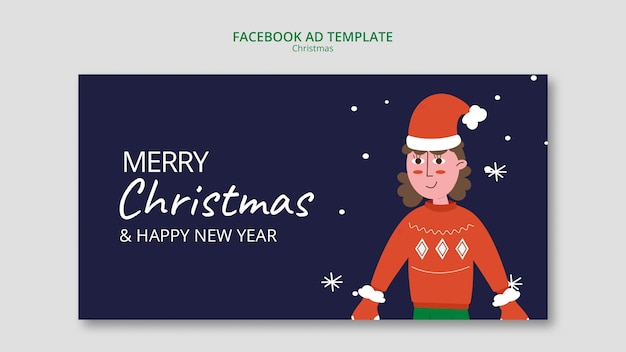 PSD flat design christmas template