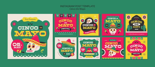 PSD flat design cinco de mayo template