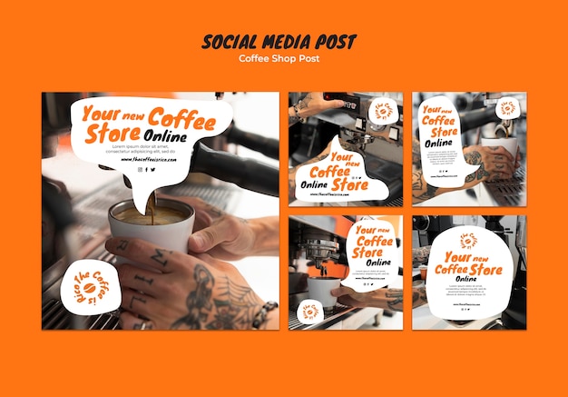 PSD flat design coffee shop template