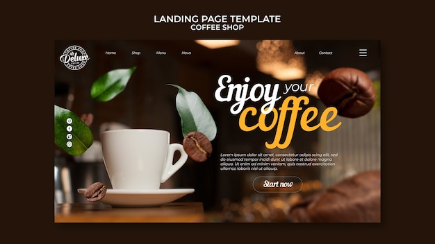 PSD flat design coffee shop template