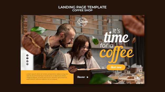 Flat design coffee shop template