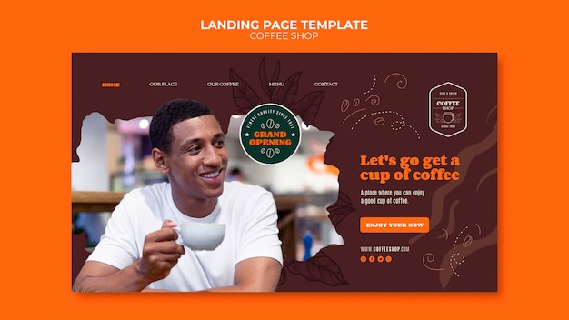 PSD flat design coffee shop template