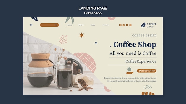 PSD flat design coffee shop template