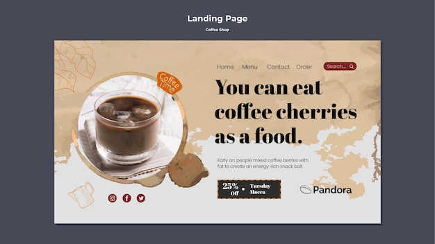 PSD flat design coffee shop template