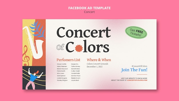 PSD flat design concert template