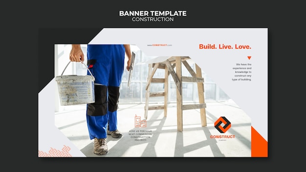 PSD flat design construction template