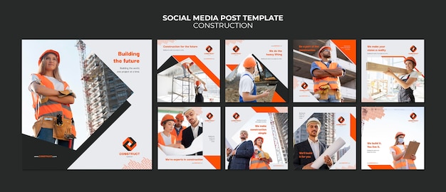 Flat design construction template