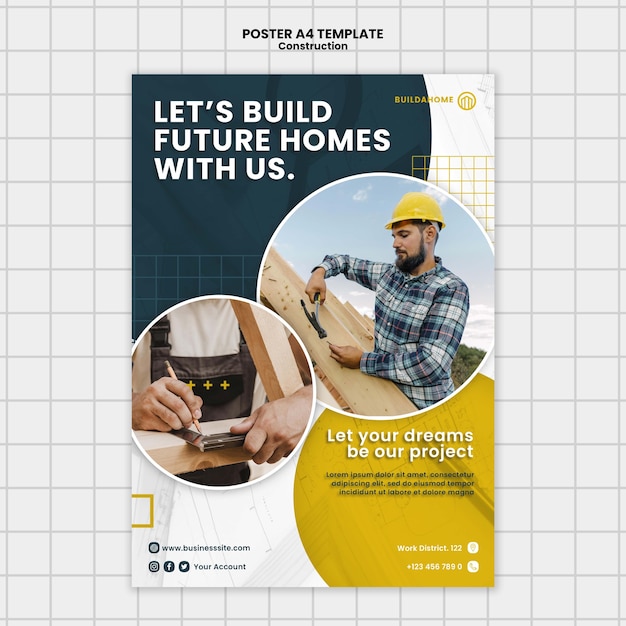 PSD flat design construction template