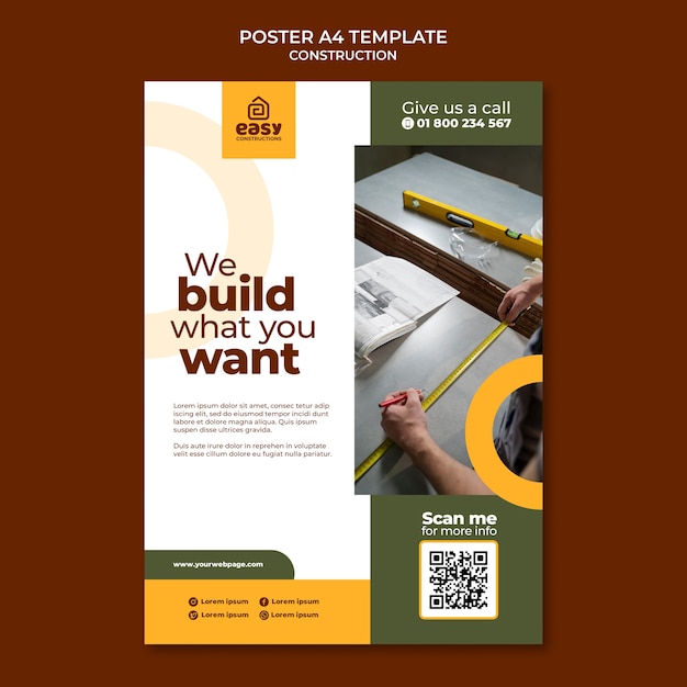 Flat design construction template