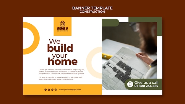 PSD flat design construction template