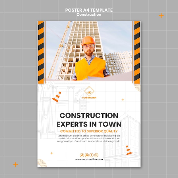 Flat design construction template