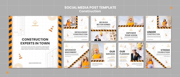 PSD flat design construction template