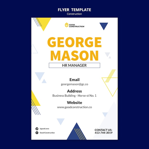 Flat design construction template