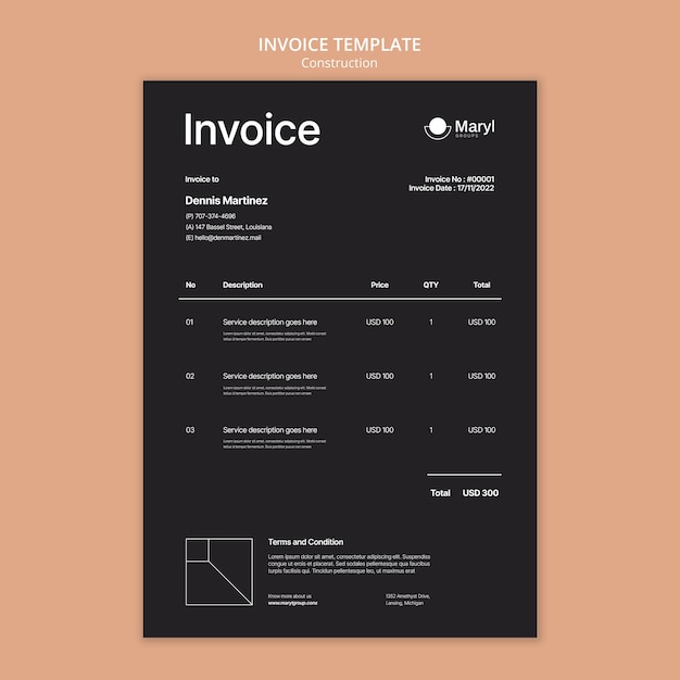 PSD flat design construction template