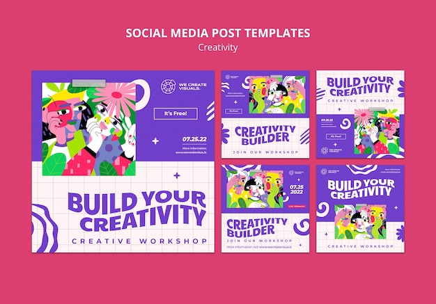 PSD flat design creativity instagram post template