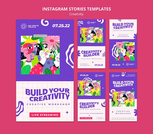 Modello di storie di instagram di creatività di design piatto