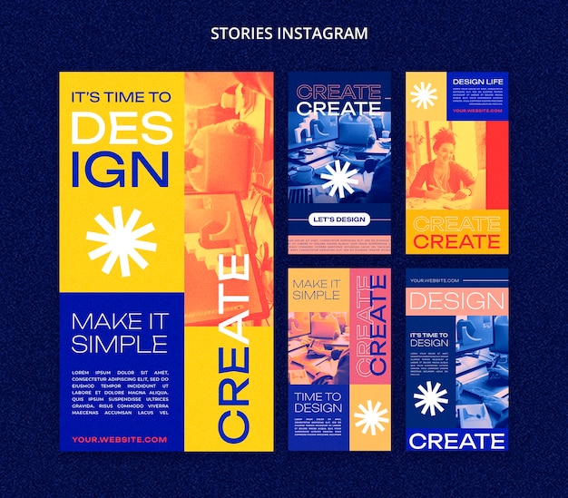 Storie di instagram del progetto di creatività del design piatto