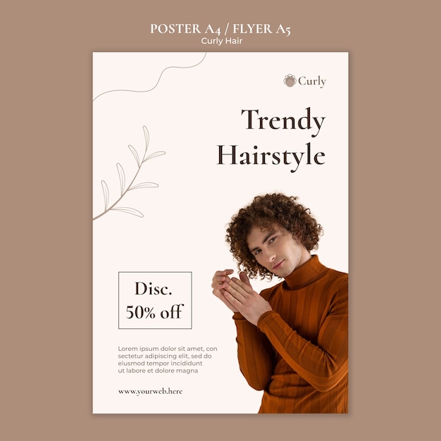 PSD flat design curly hair template