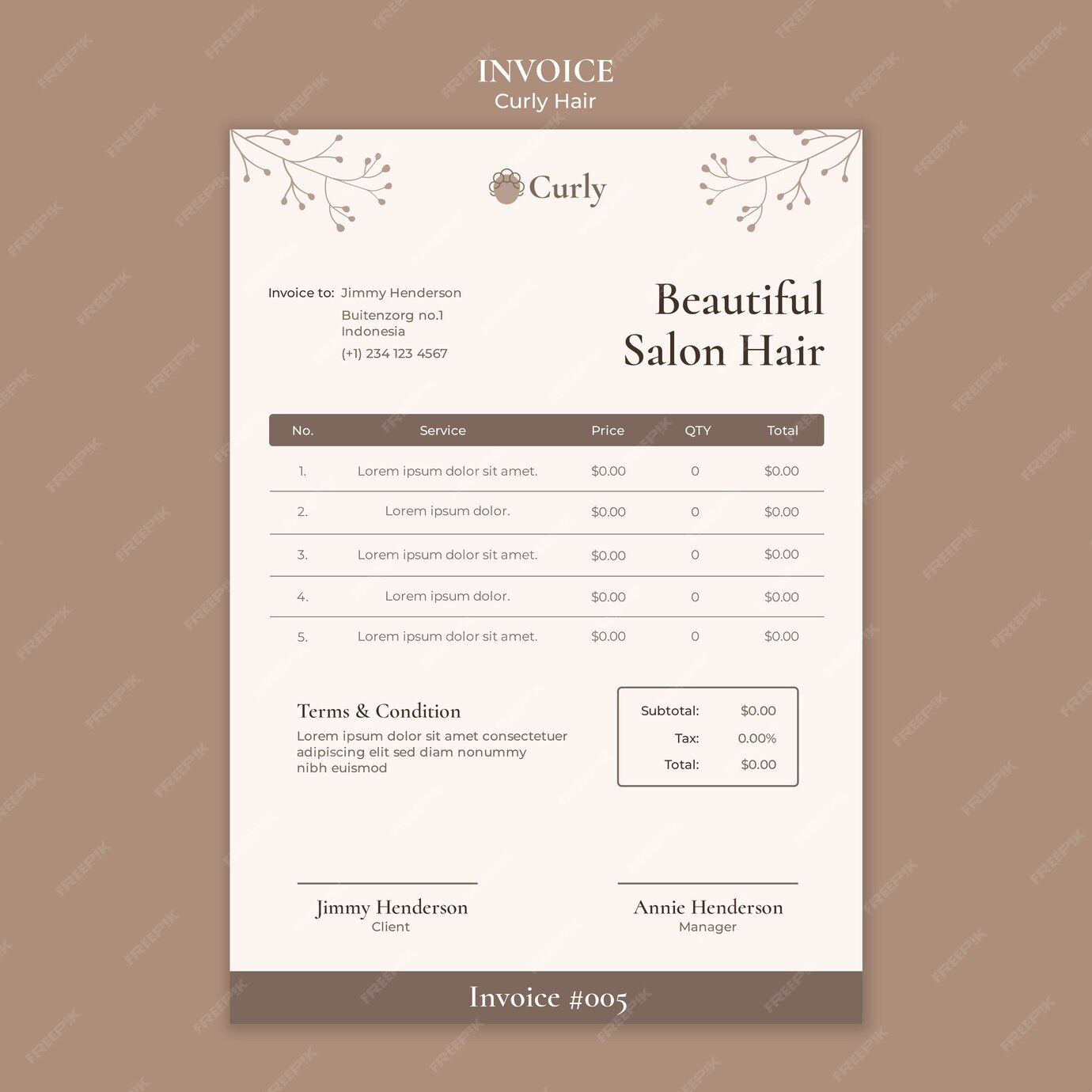 Premium PSD | Flat design curly hair template