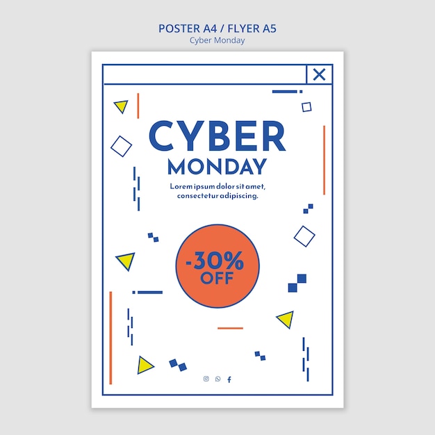 PSD flat design cyber monday template