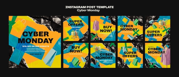 Flat design cyber monday template