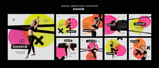 Flat design dance instagram template