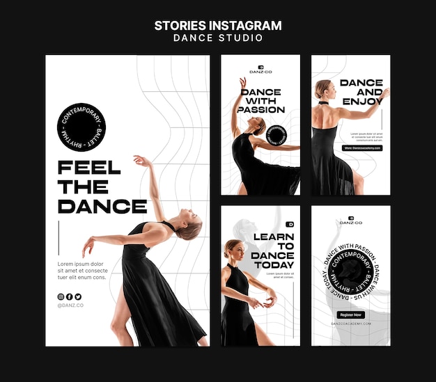 PSD flat design dance studio template