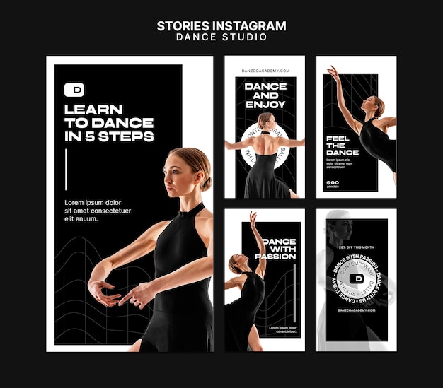 PSD flat design dance studio template