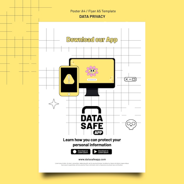 Flat design data privacy template