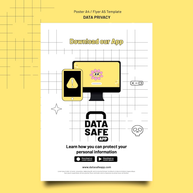 flat design data privacy template